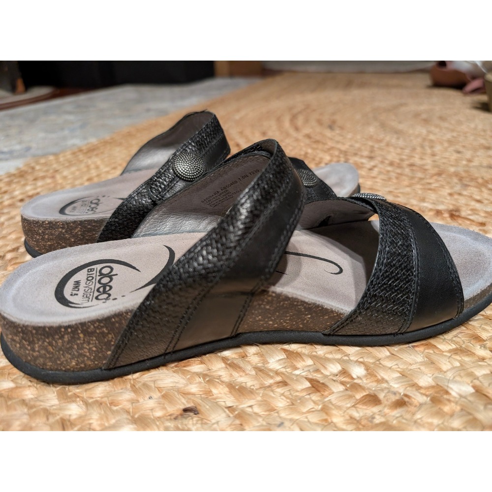 Abeo B.I.O.system Barbara Black Leather Slide Sandals women's size 7.5